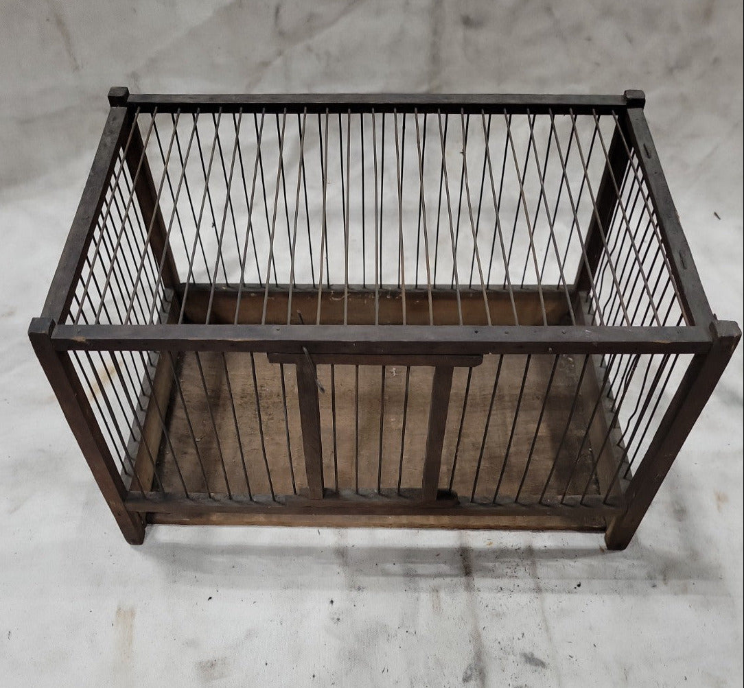 Vintage Wooden Bird Cage with Missing Tray – 12 ¾"