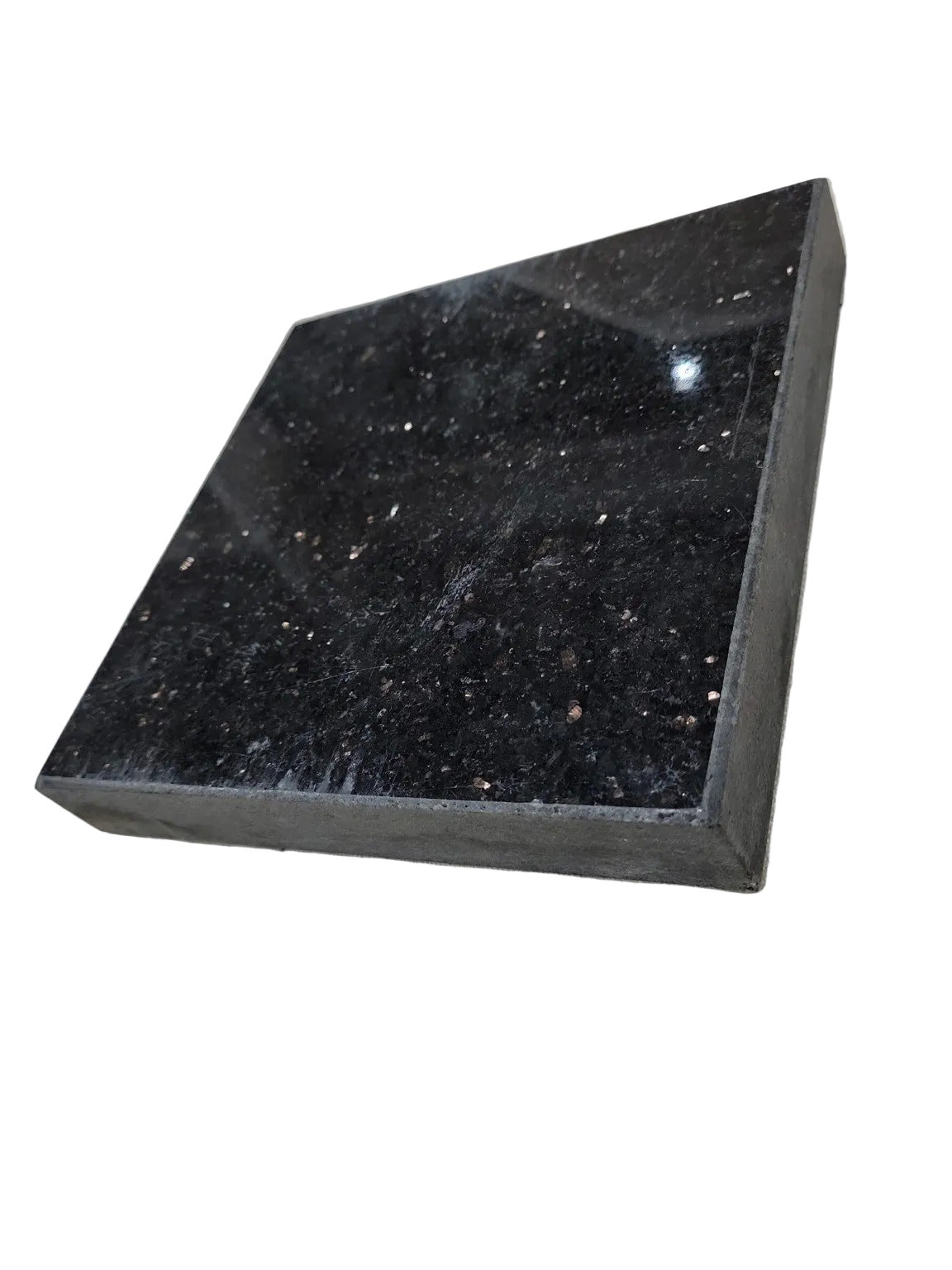 Black Galaxy Granite Square Sample – 7" Polished Slab