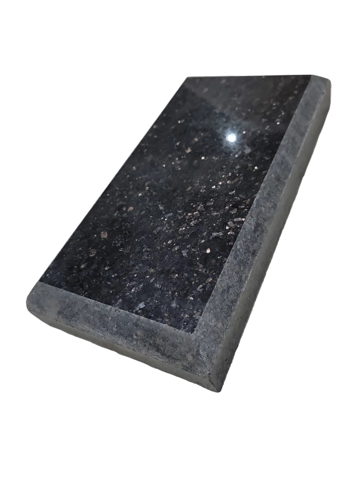 Black Galaxy Granite Sample Block with Beveled Edge – Polished Finish