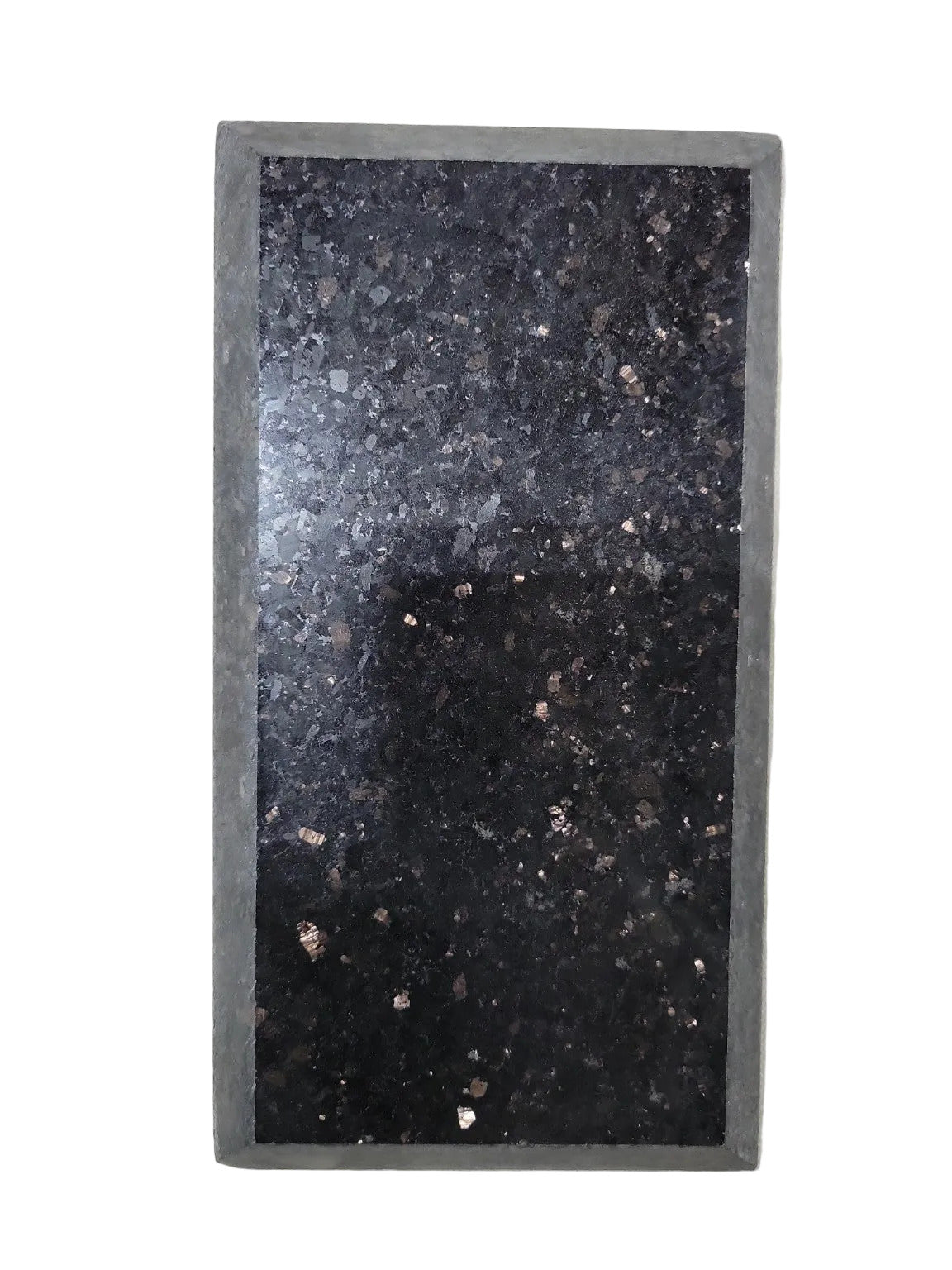 Black Galaxy Granite Sample Block with Beveled Edge – Polished Finish