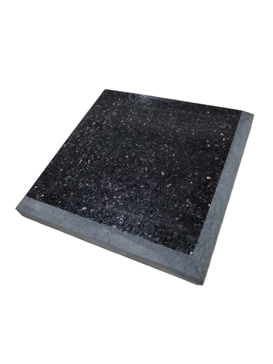Black Galaxy Granite Polished Square Sample – Beveled 7 ⅝" Stone Block