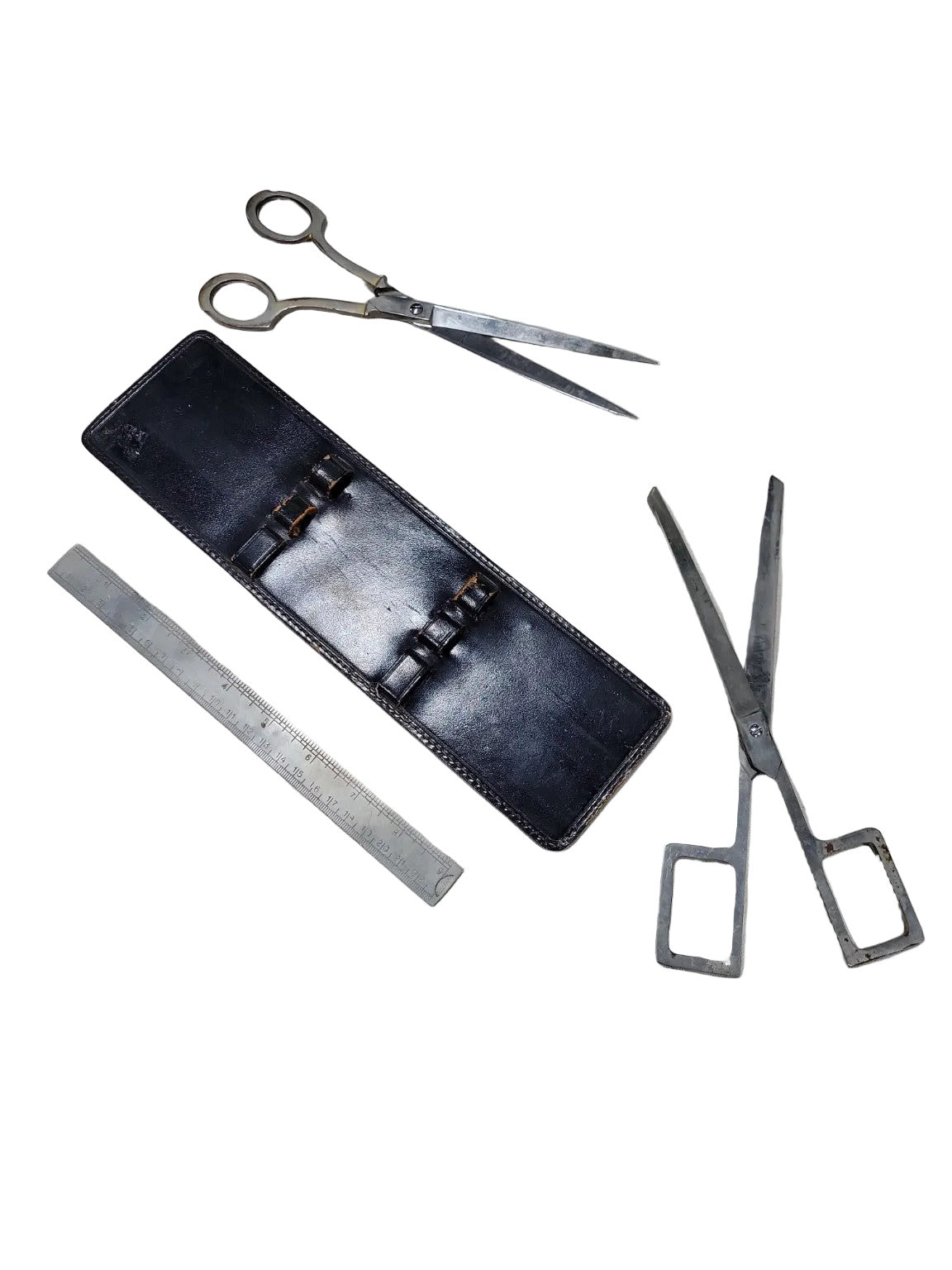 Mid-Century Precision Drafting Tool Set – 3-Piece Stainless in Leather Case