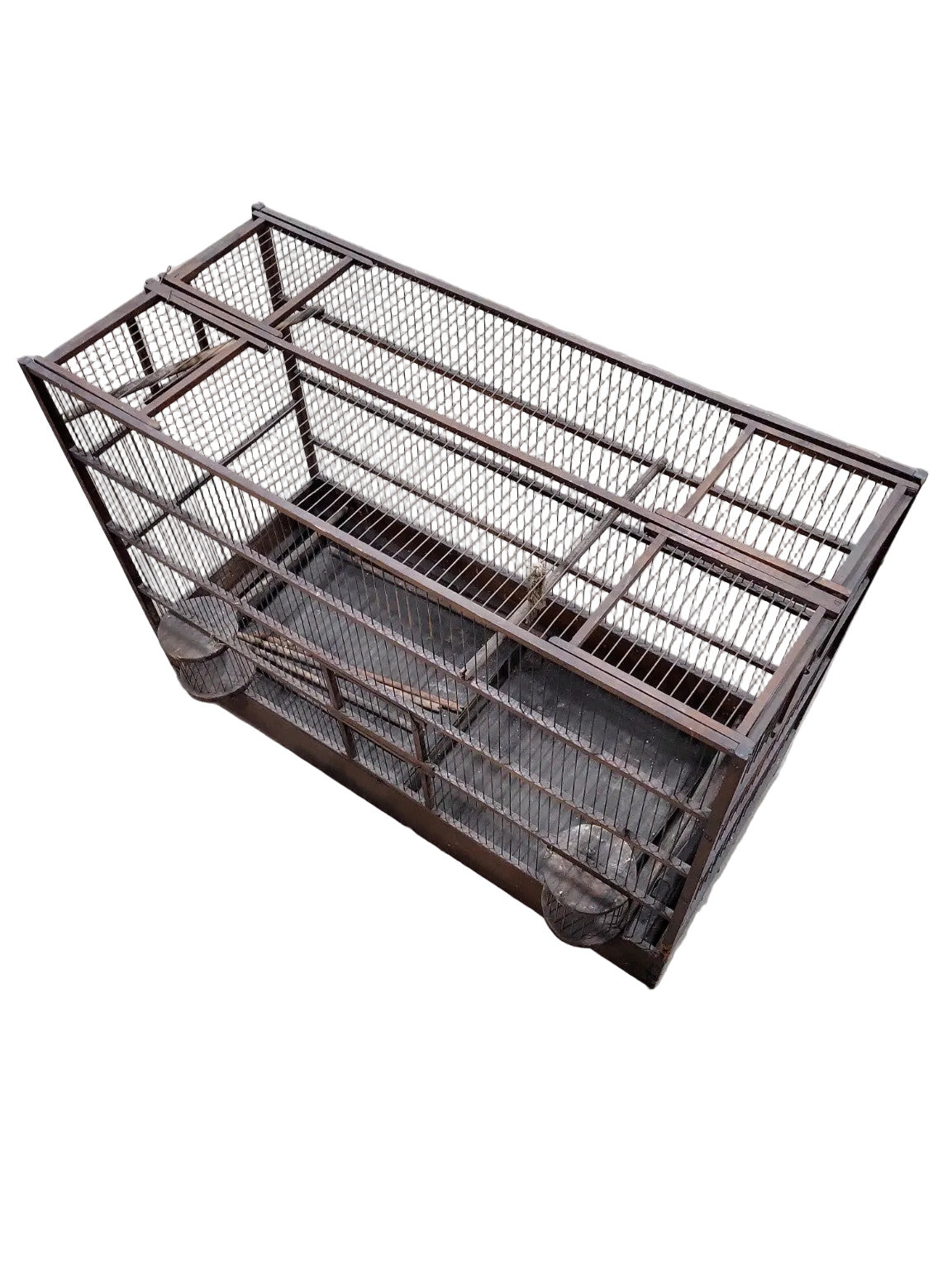 Handmade Large Wooden Bird Cage with Pull-Out Tray and Dual Feeders