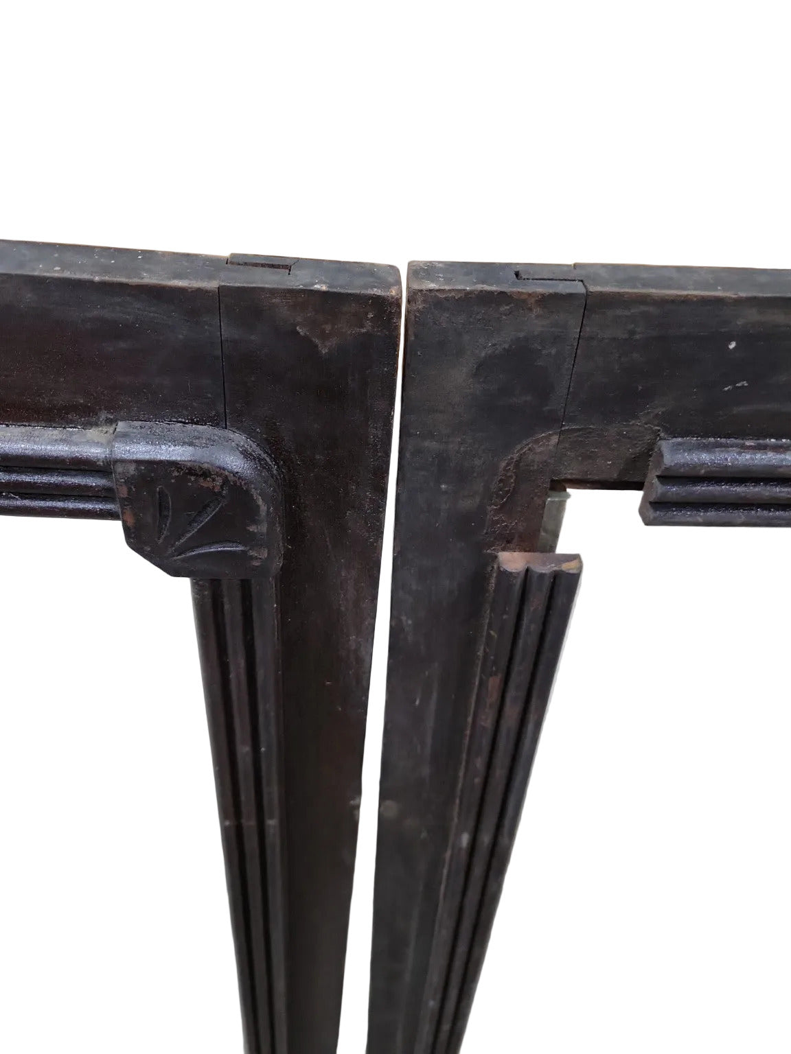 Victorian Glass Cabinet Doors with Turned Wood Corners – Set of 2