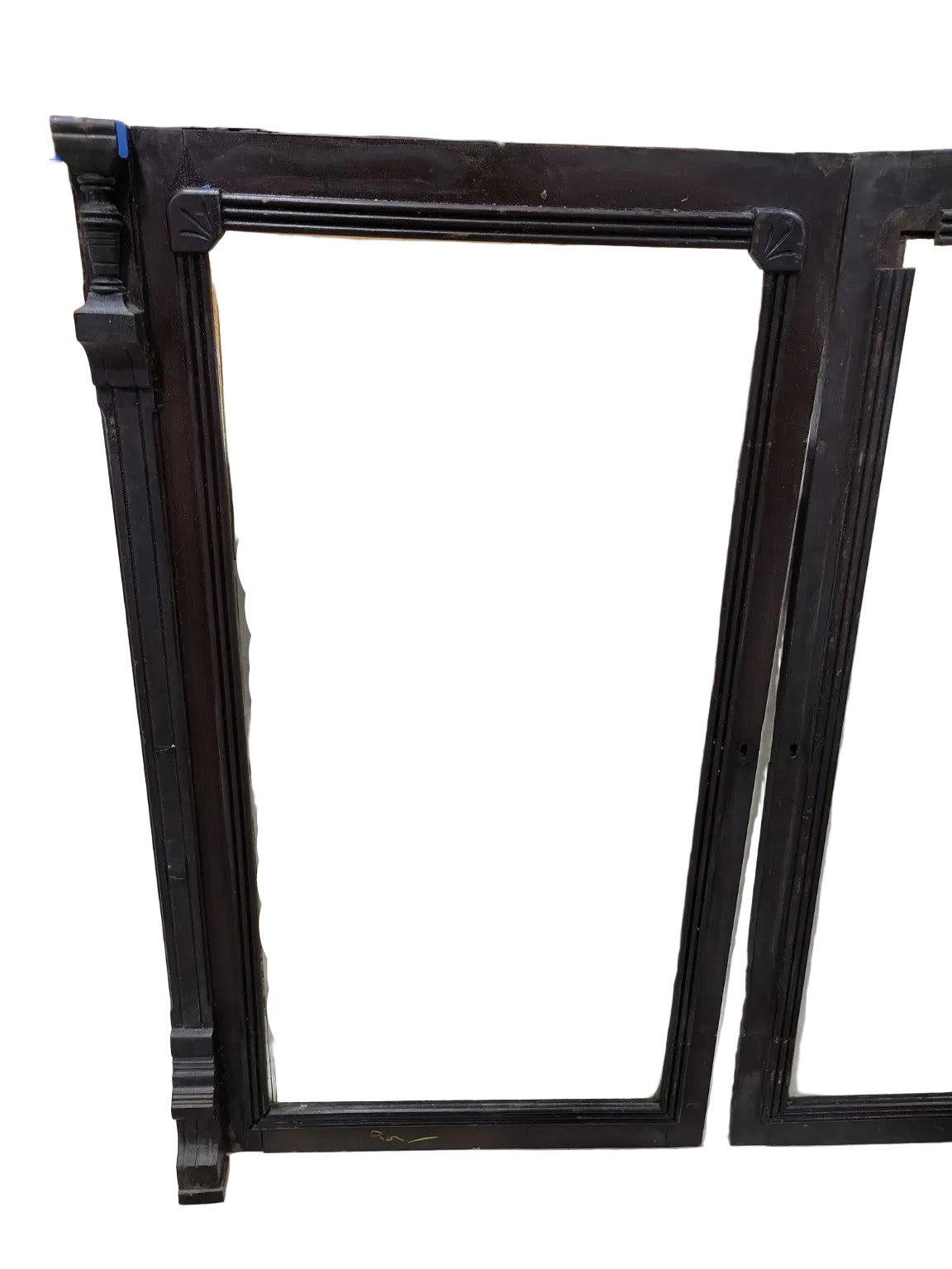 Victorian Glass Cabinet Doors with Turned Wood Corners – Set of 2