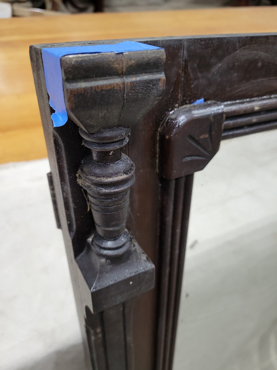 Victorian Glass Cabinet Doors with Turned Wood Corners – Set of 2