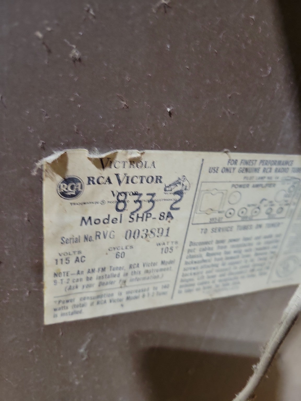 RCA Victor SHP-8A Console – "New Orthophonic High Fidelity" Stereo Record Player