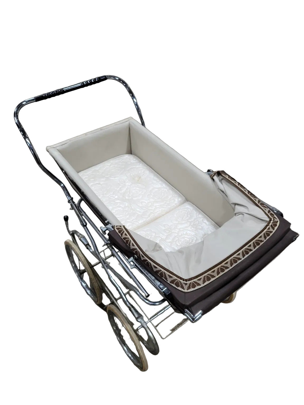 Vintage Marmet Pram – Classic English Baby Carriage with Floral Panels