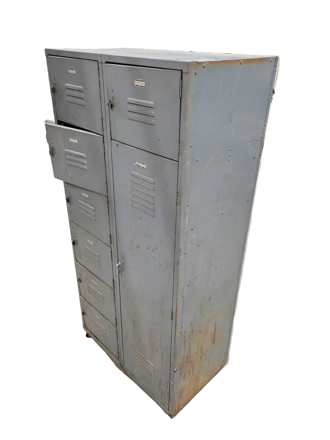 Vintage Industrial Metal Locker Cabinet on Casters