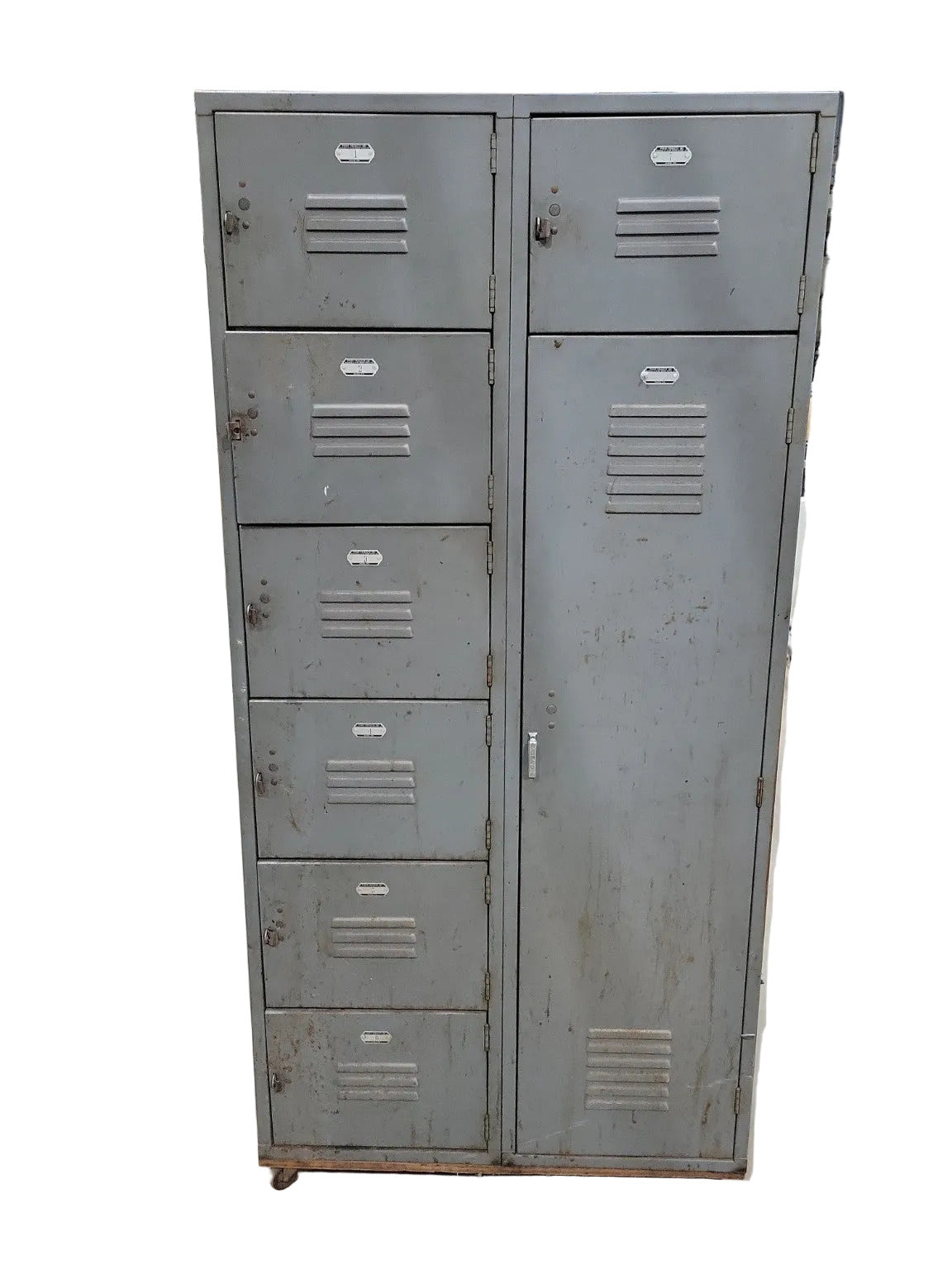 Vintage Industrial Metal Locker Cabinet on Casters