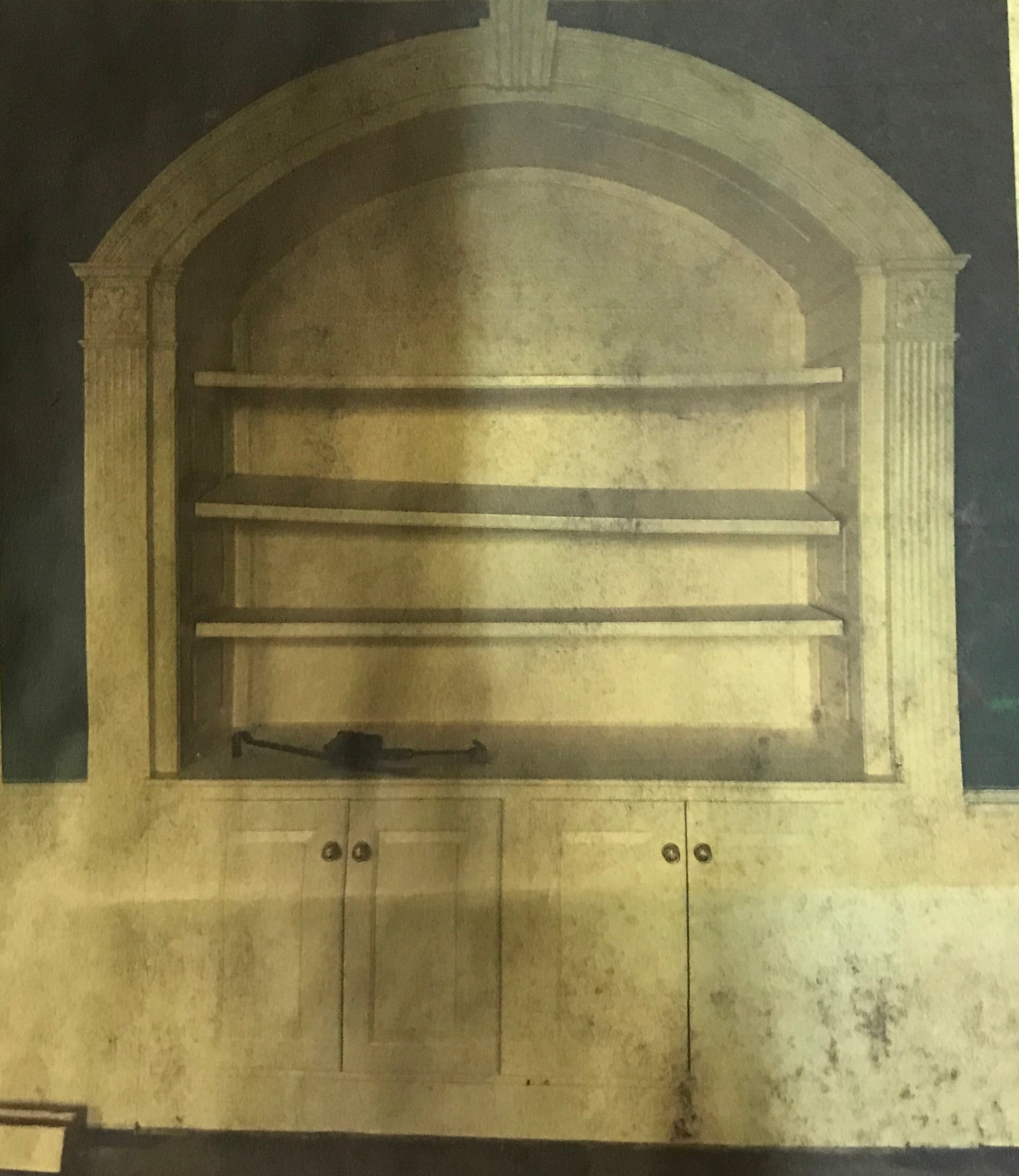 Traditional 63" Base Cabinet with Arched Trim & Upper Built-In Display Arch