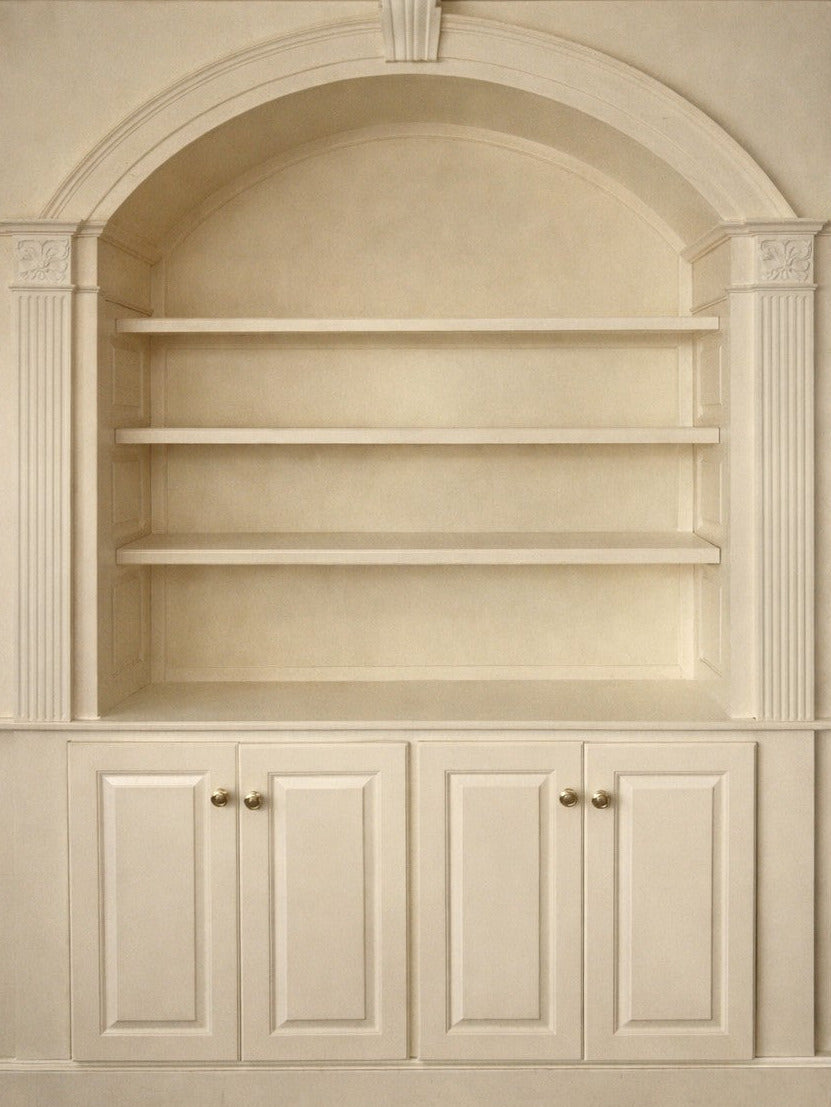 Traditional 63" Base Cabinet with Arched Trim & Upper Built-In Display Arch