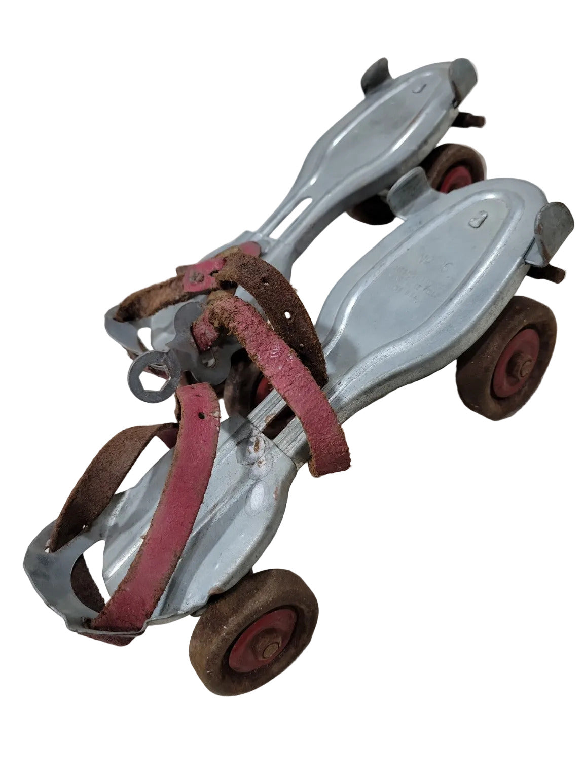 Vintage Globe No. 36 Adjustable Roller Skates with Leather Straps & Skate Key – 1940s–50s