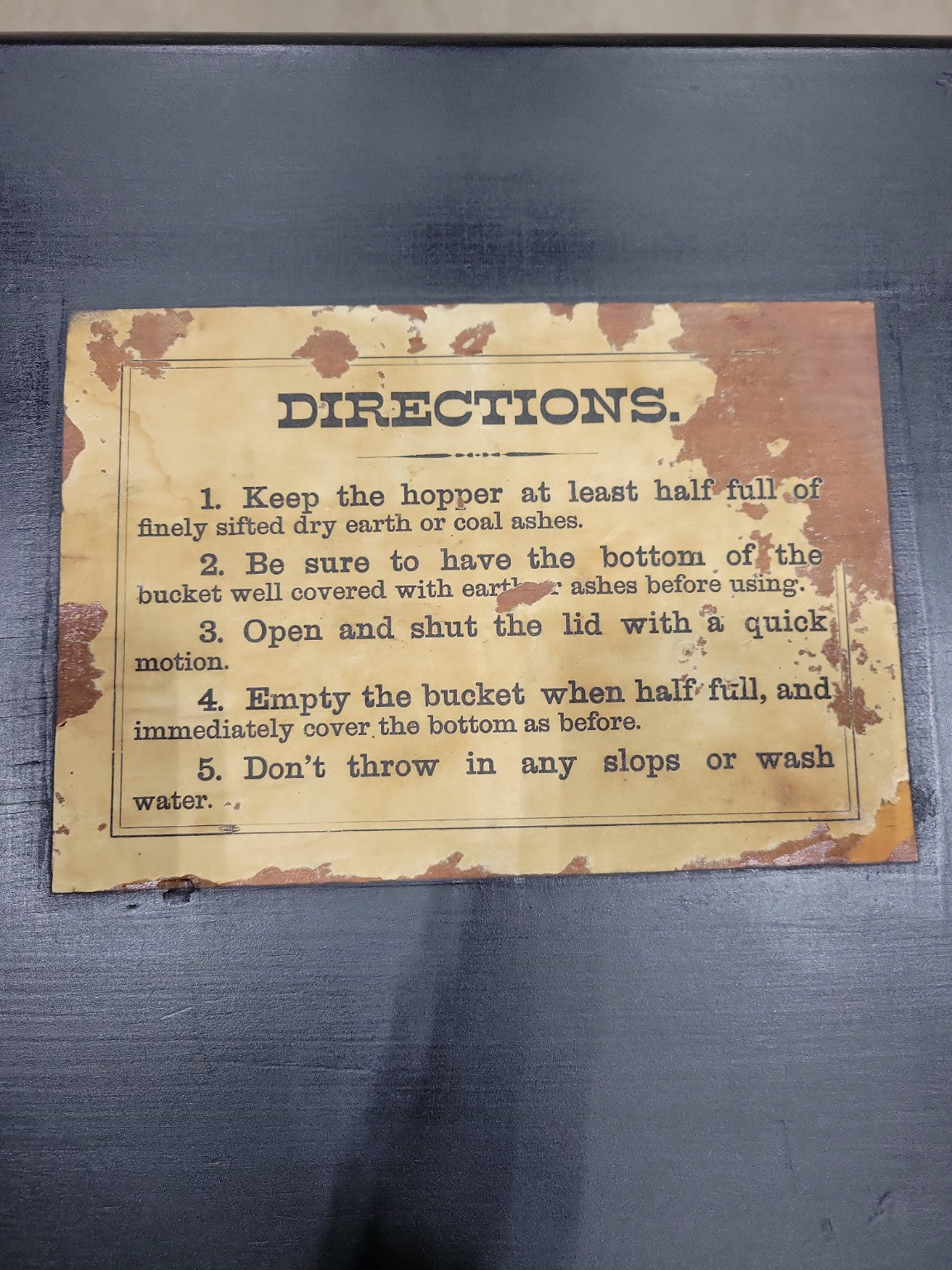 Antique Painted Wood Commode Cabinet – Black with Floral Motif