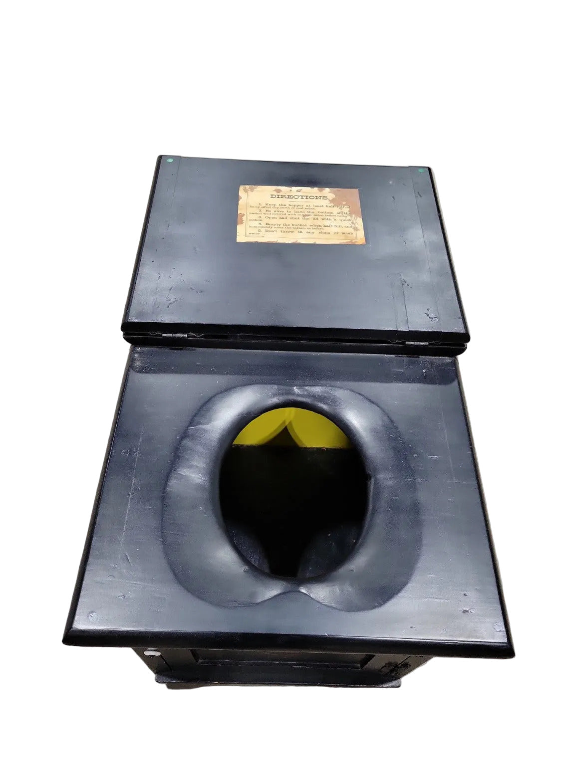 Antique Painted Wood Commode Cabinet – Black with Floral Motif