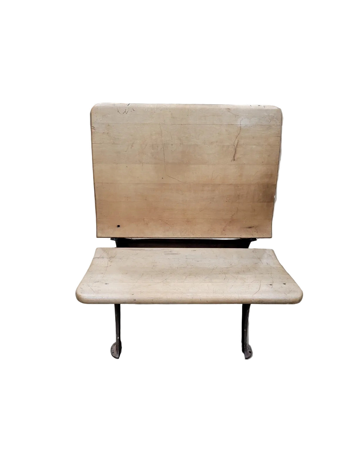 Antique Cast Iron and Wood School Desk – Lift-Top with Ink Well