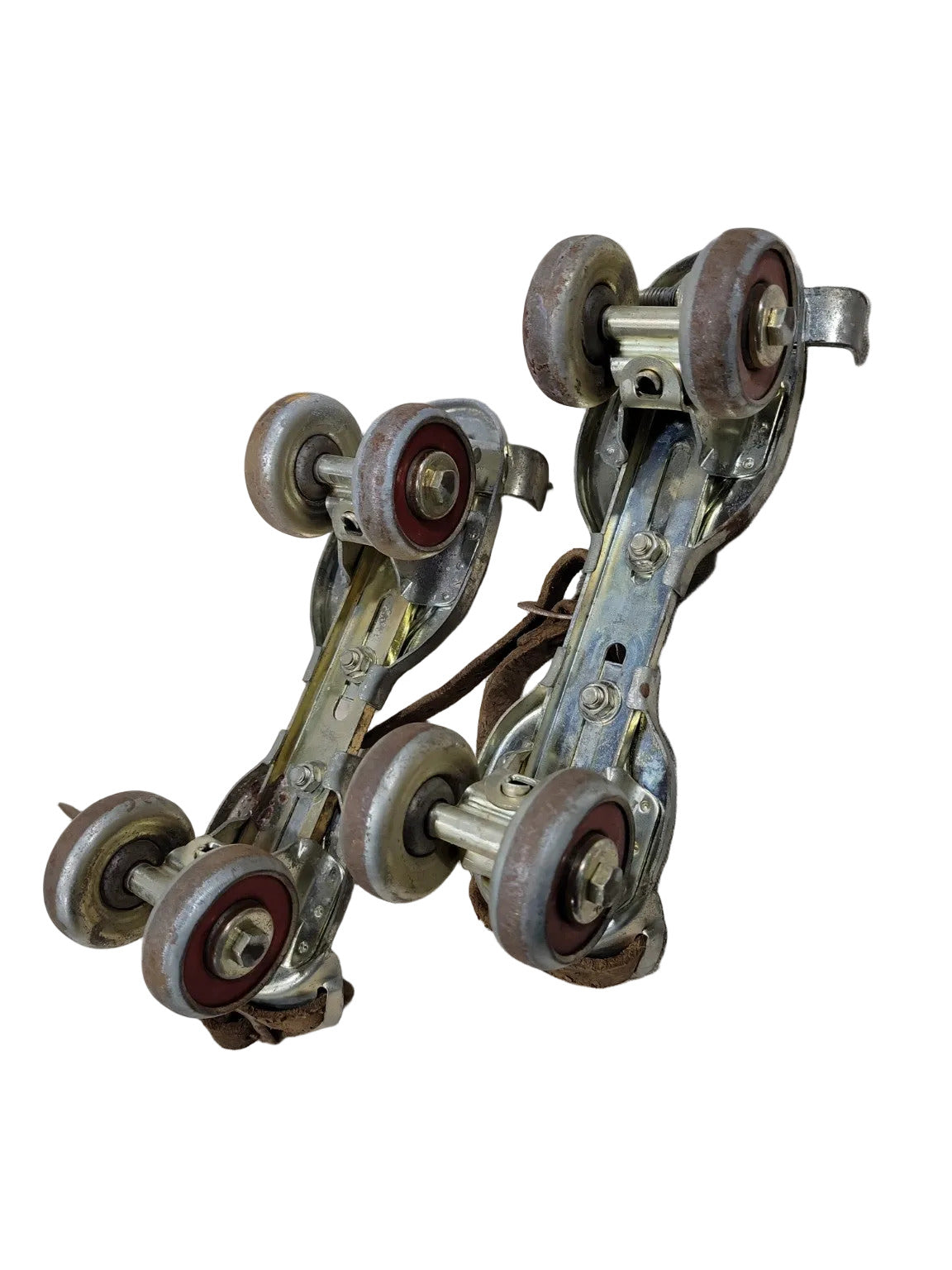 Vintage Globe Adjustable Roller Skates with Leather Straps – Stamped Logo, 1950s