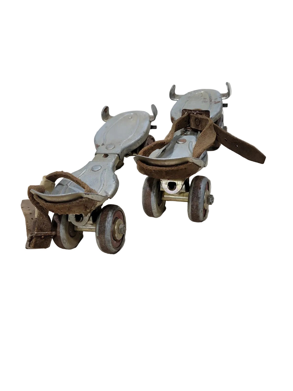 Vintage Globe Adjustable Roller Skates with Leather Straps – Stamped Logo, 1950s