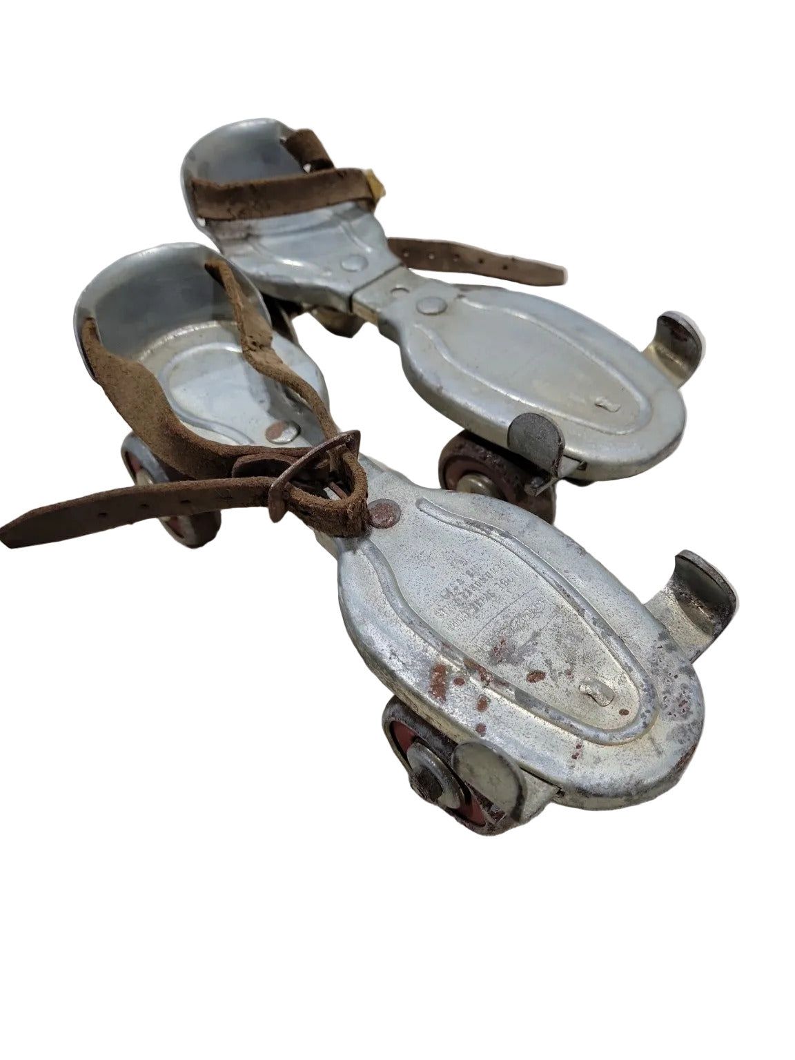 Vintage Globe Adjustable Roller Skates with Leather Straps – Stamped Logo, 1950s
