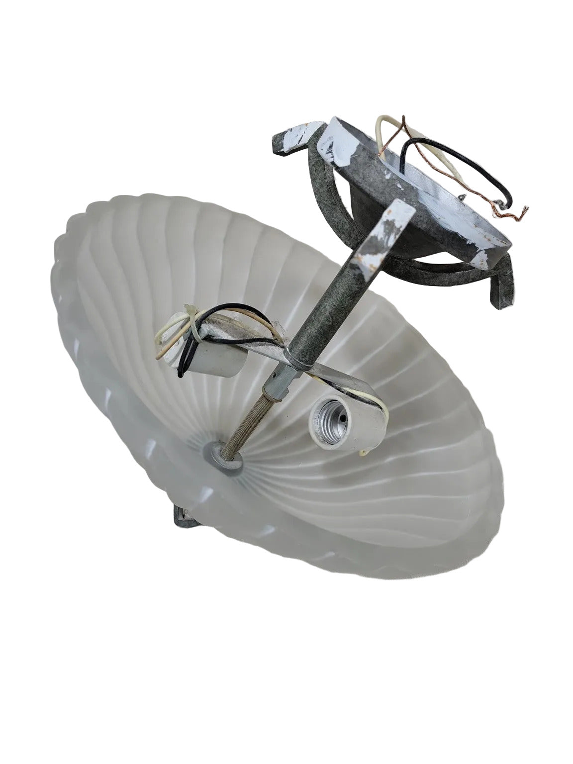 Set of 2 – Rejuvenation Maude Flush Mount Shades with Frosted Swirl Glass & Mounting Hardware