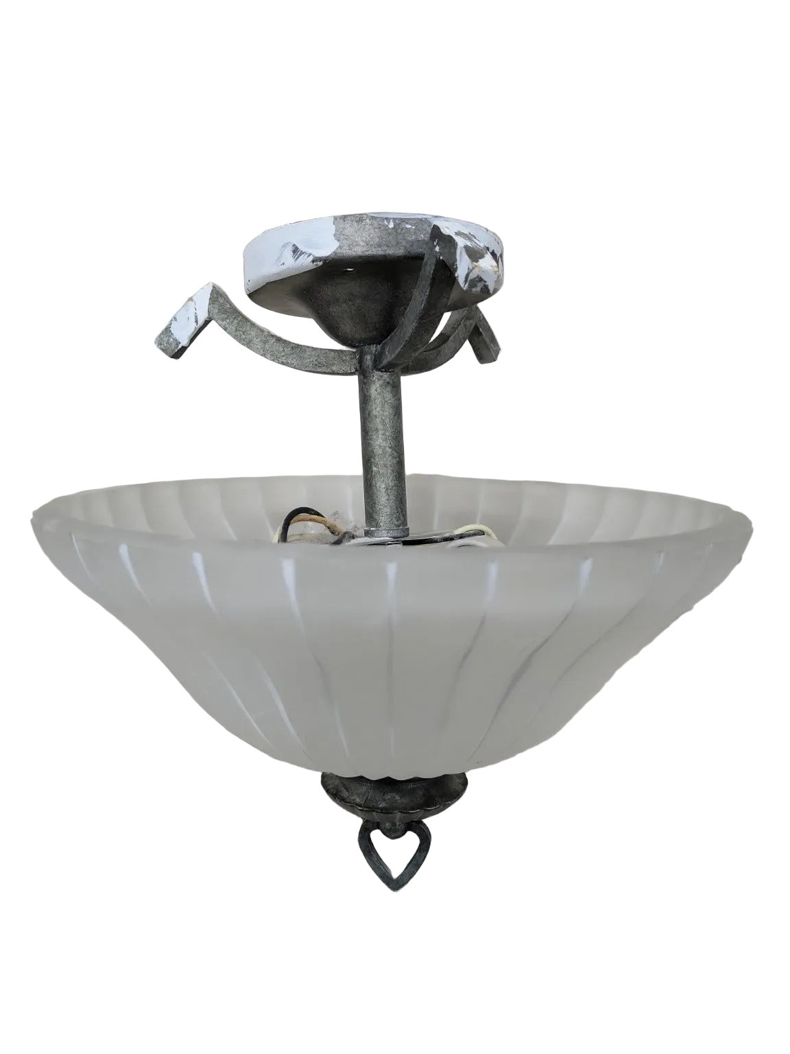 Set of 2 – Rejuvenation Maude Flush Mount Shades with Frosted Swirl Glass & Mounting Hardware