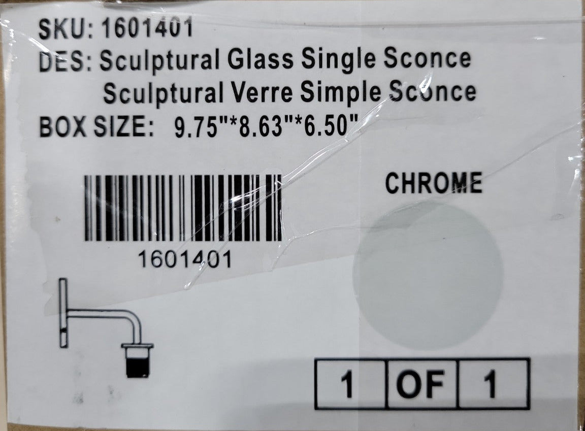 Set of 2 – West Elm Sculptural Glass Single Sconces – Chrome Finish