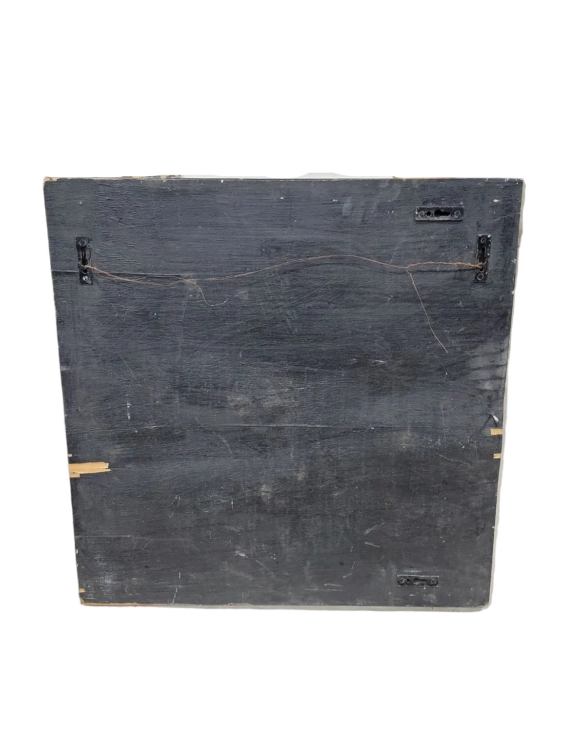 Hand-Painted Folk Art Mirror – 24" Square with Carved Motifs