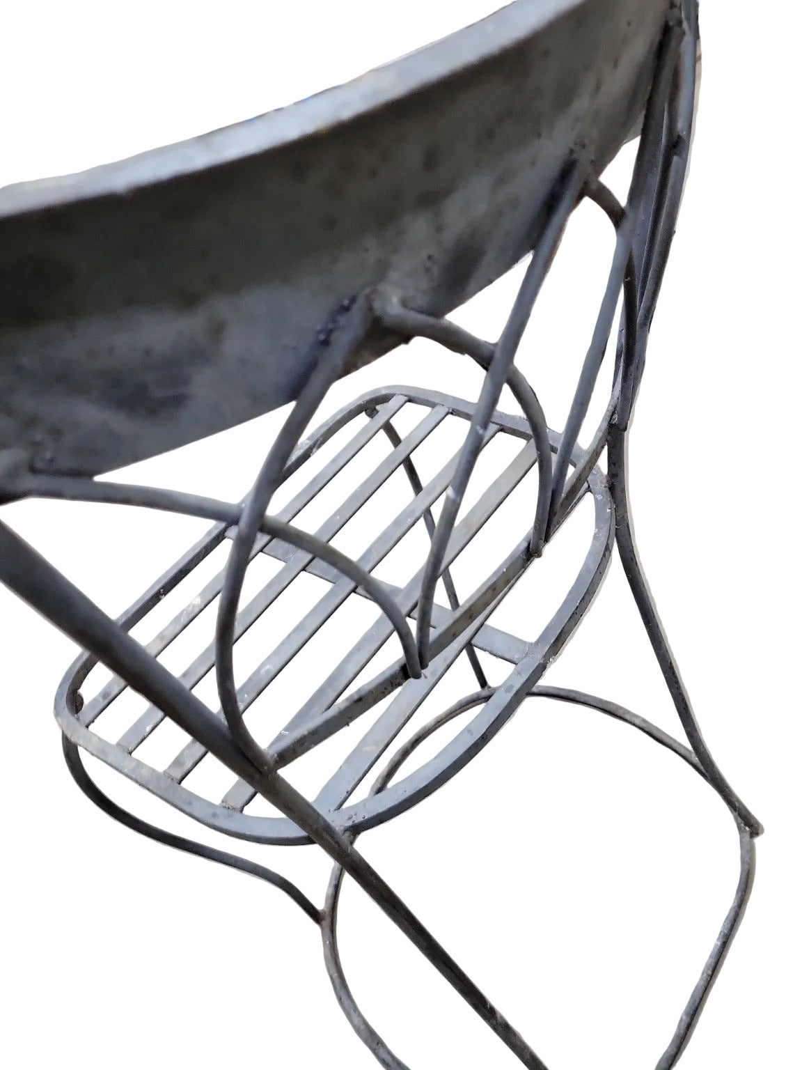 Vintage Wrought Iron Garden Chair – Lattice Seat & Arched Back Detail