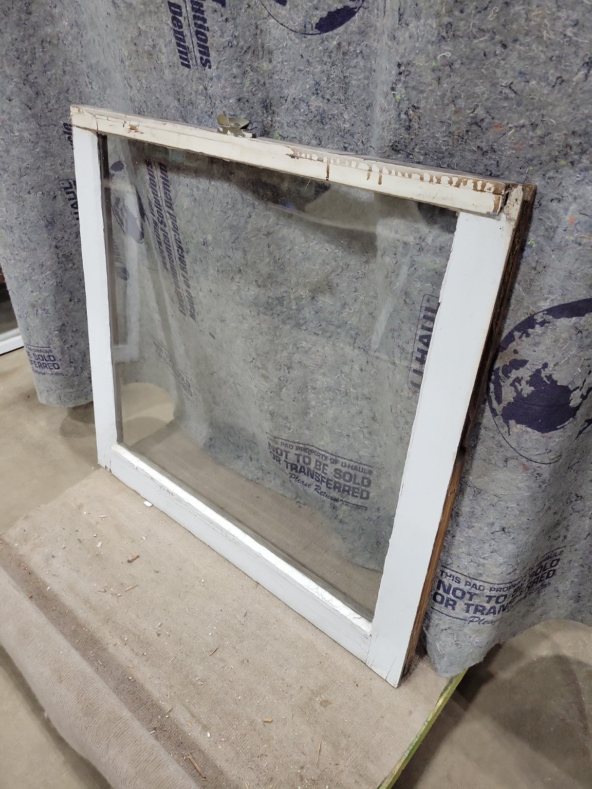 Vintage Wood Window Sash with Single Pane Glass – 30 ½" x 27 ¾"