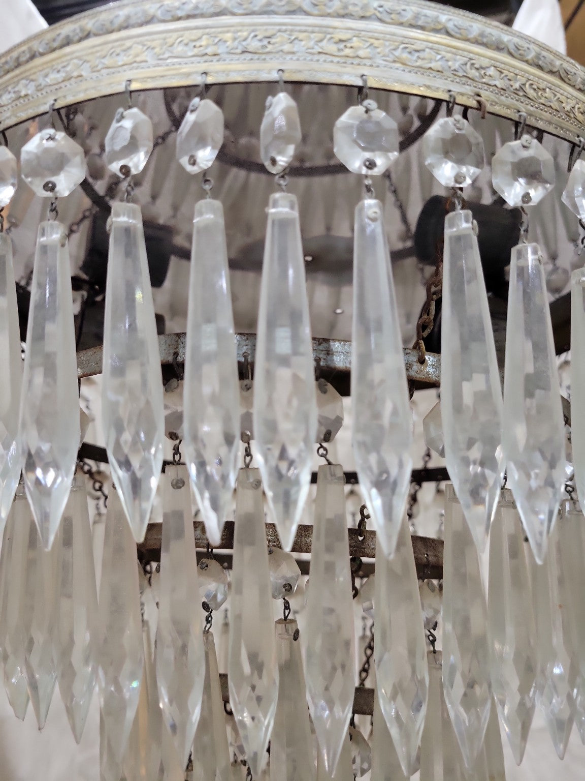 Antique Tiered Crystal Chandelier – 12 Diameter x 14 Tall