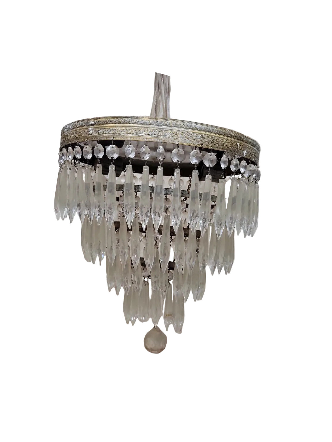 Antique Tiered Crystal Chandelier – 12 Diameter x 14 Tall