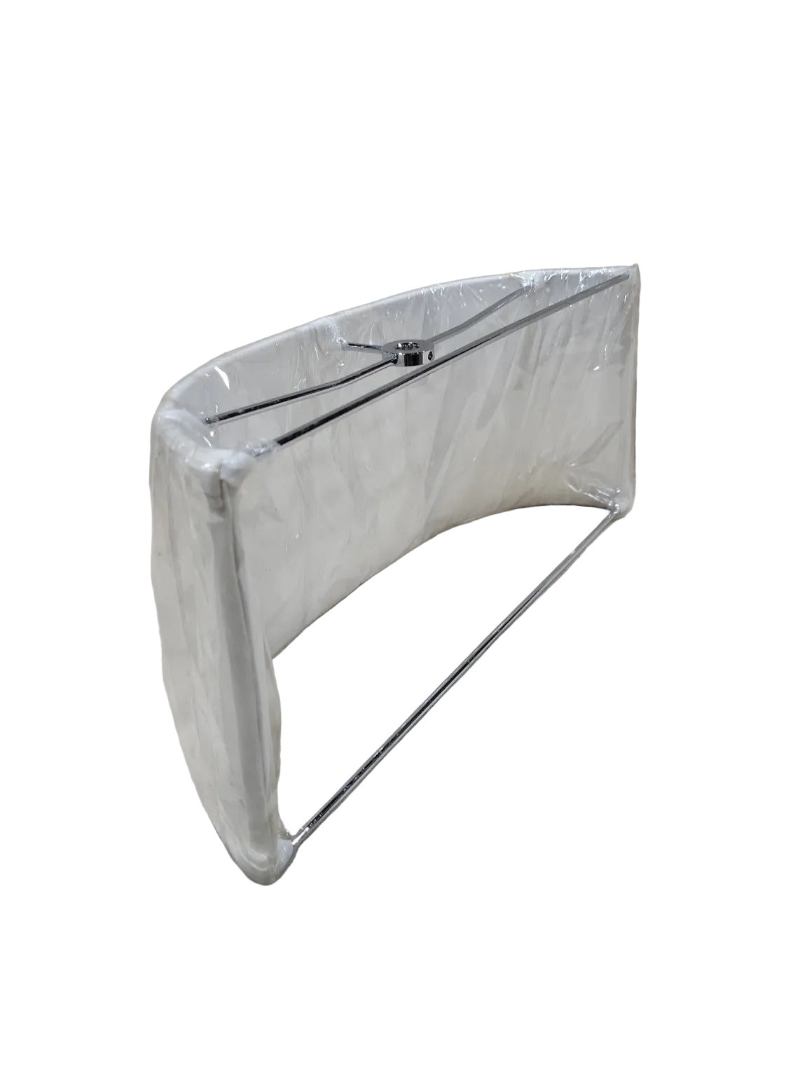Half Oval Lamp Shade – White Fabric with Chrome Harp Fitter