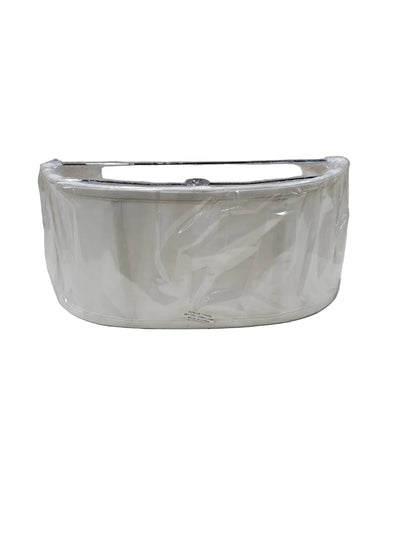 Half Oval Lamp Shade – White Fabric with Chrome Harp Fitter