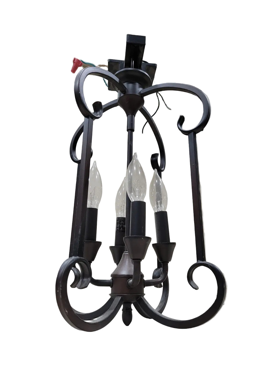 Lithonia Lighting Bronze Scroll Chandelier – 4-Light Candelabra Pendant