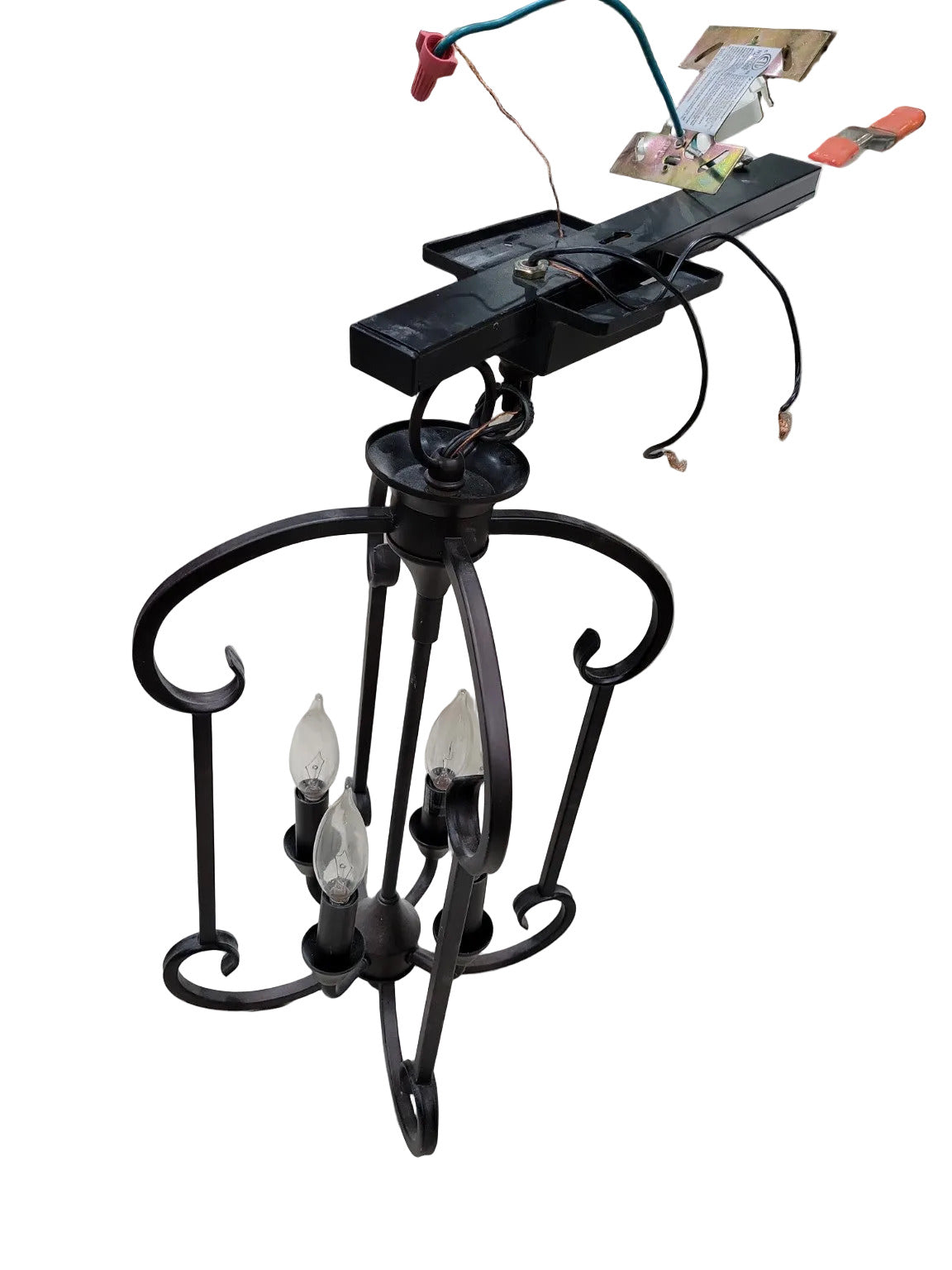 Lithonia Lighting Bronze Scroll Chandelier – 4-Light Candelabra Pendant