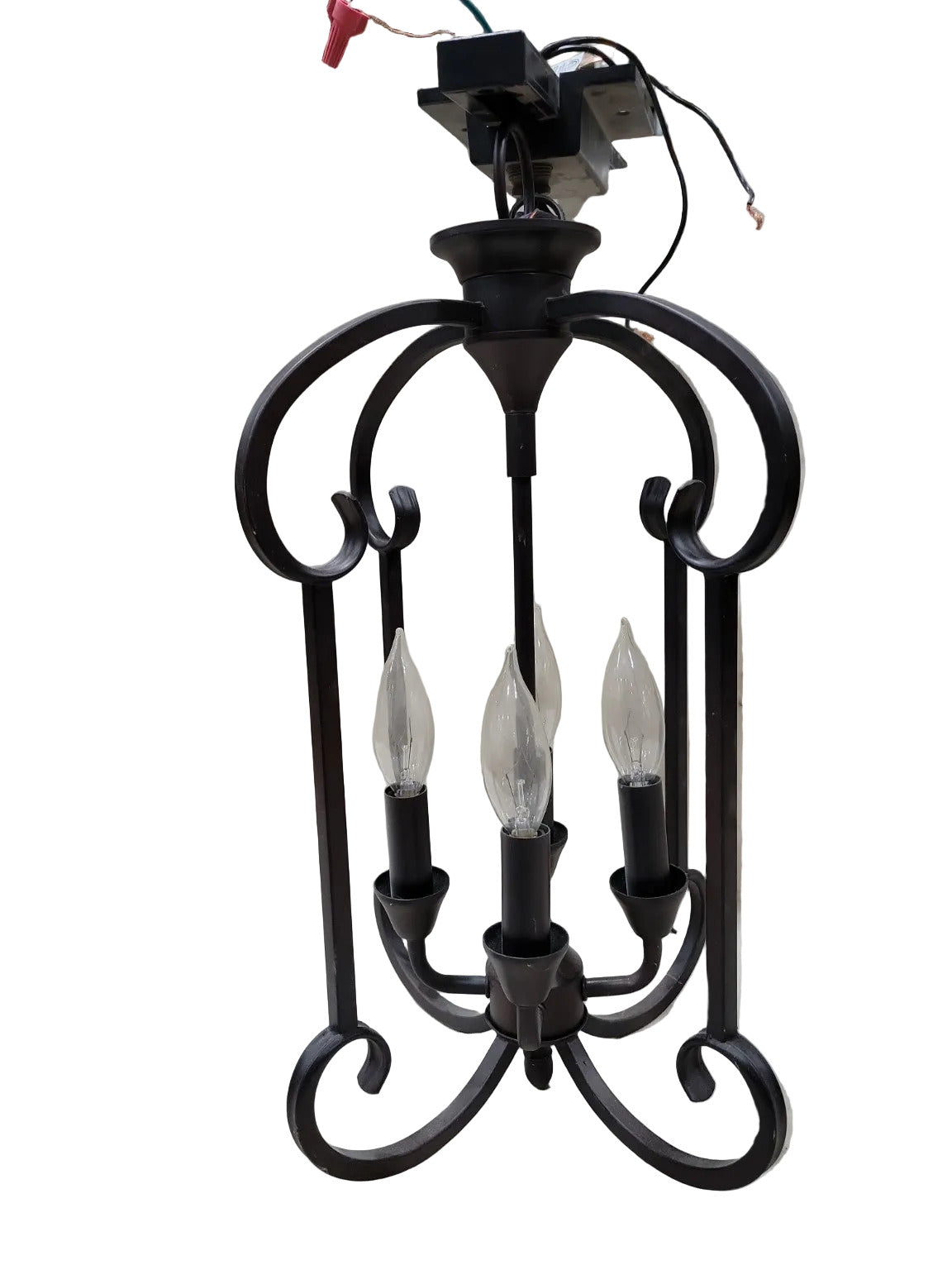 Lithonia Lighting Bronze Scroll Chandelier – 4-Light Candelabra Pendant