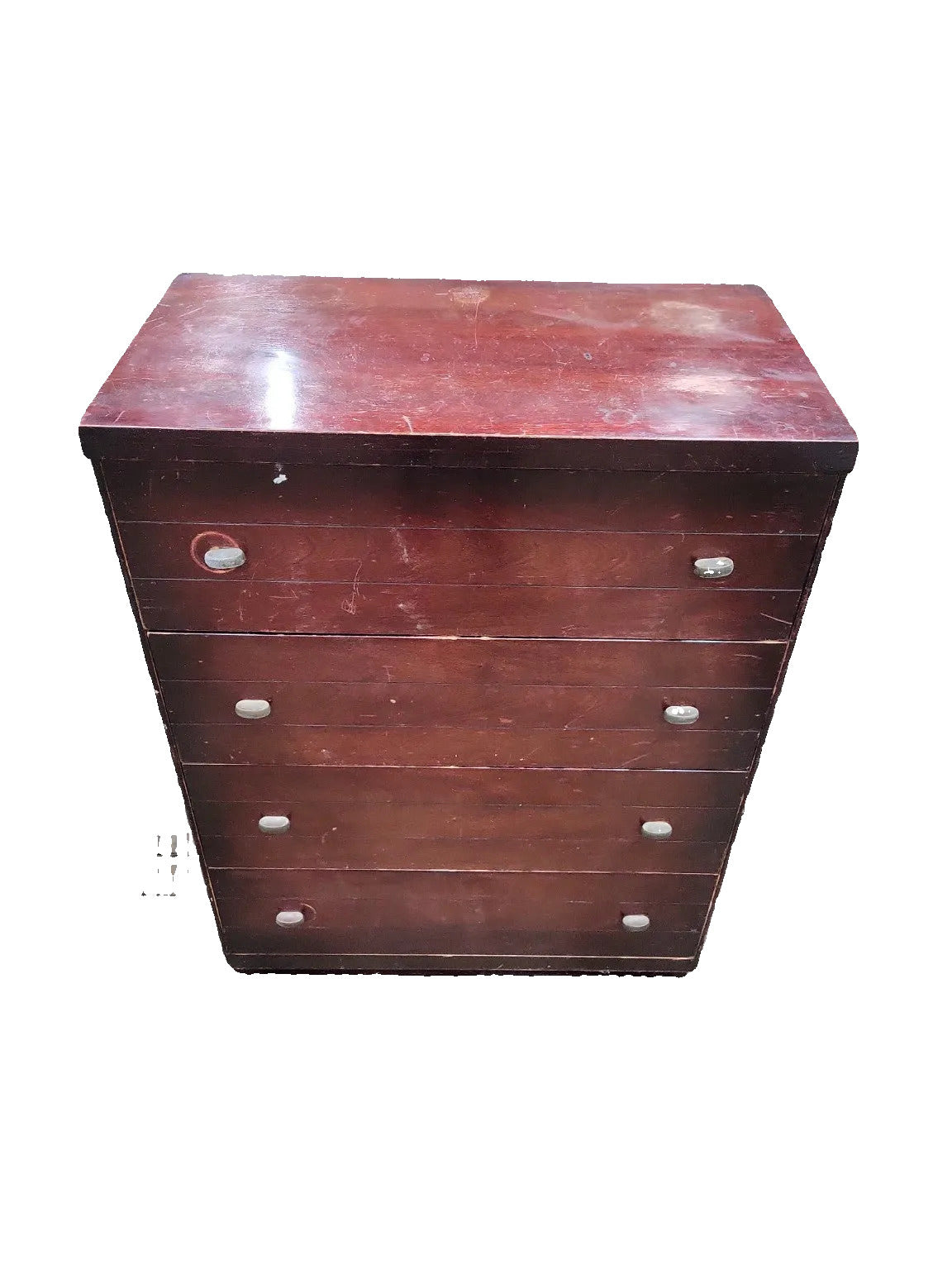 Mid-Century 4-Drawer Dresser – Mahogany Stain with Metal Pulls