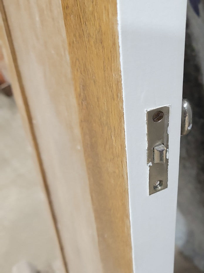 Tall Painted Pantry Door – White Panel Style with Hardware