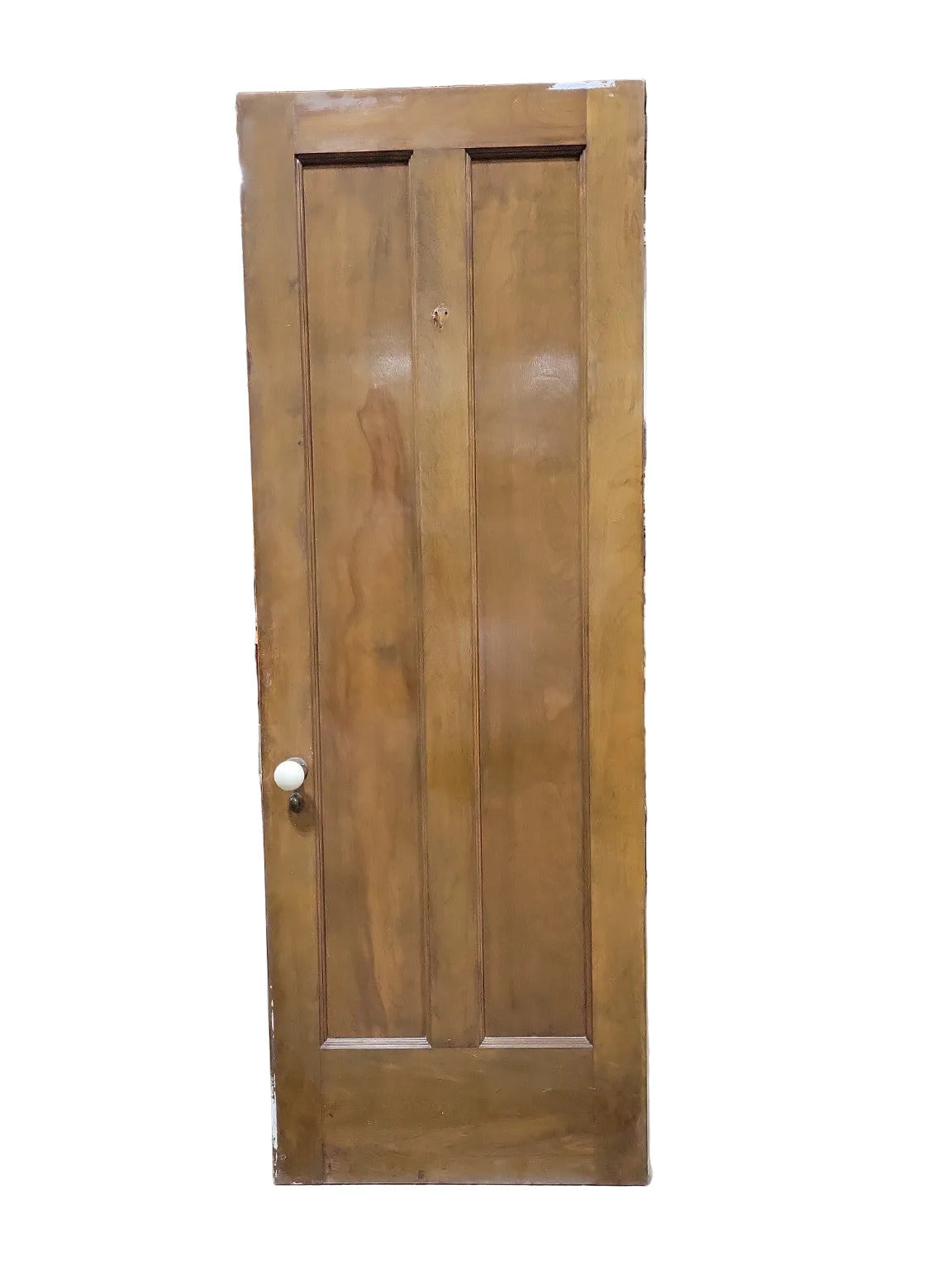 Vintage 2-Panel Wood Door with White Porcelain Knob