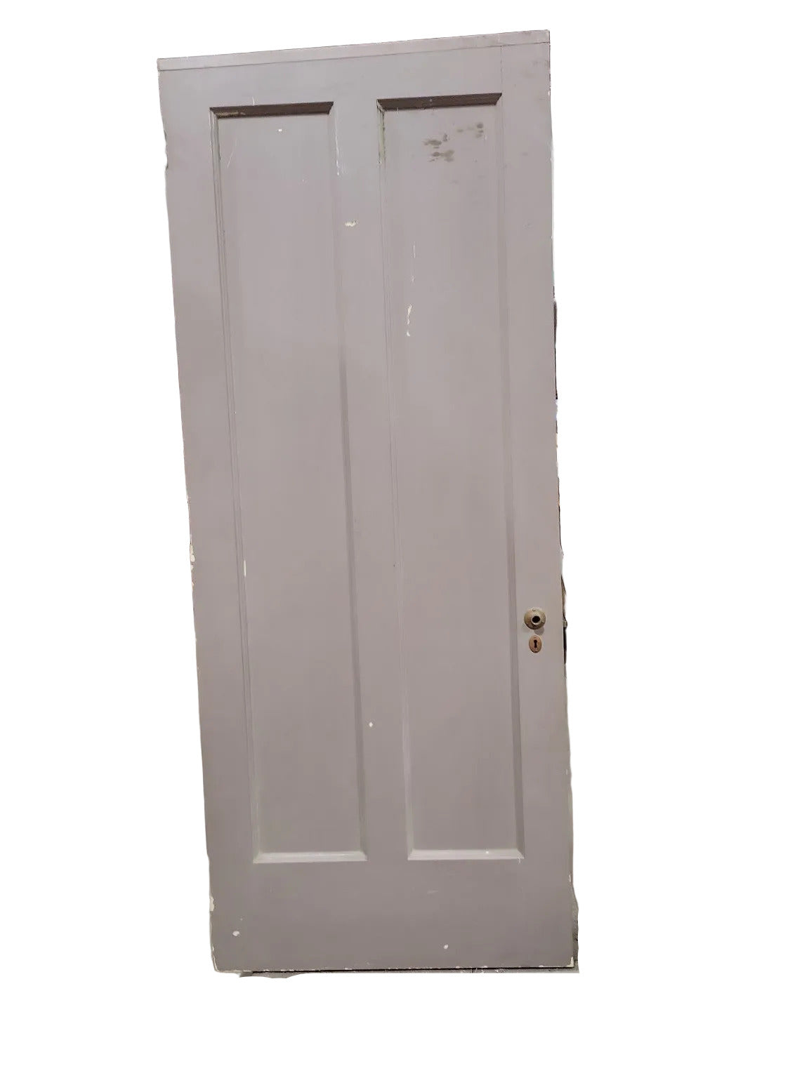 Antique 2-Panel Wood Door with Brass Keyhole – Two-Tone Finish