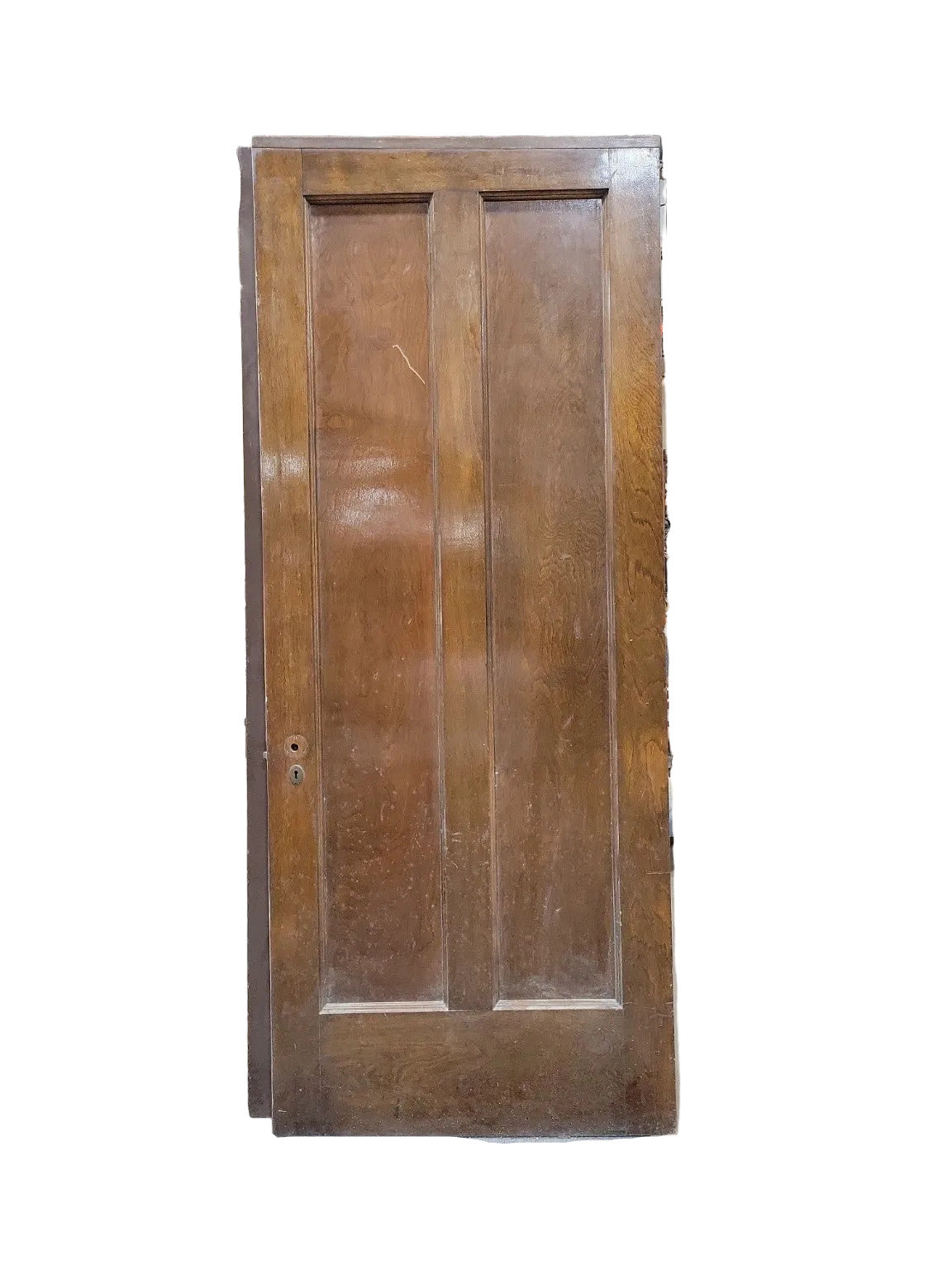 Antique 2-Panel Wood Door with Brass Keyhole – Two-Tone Finish