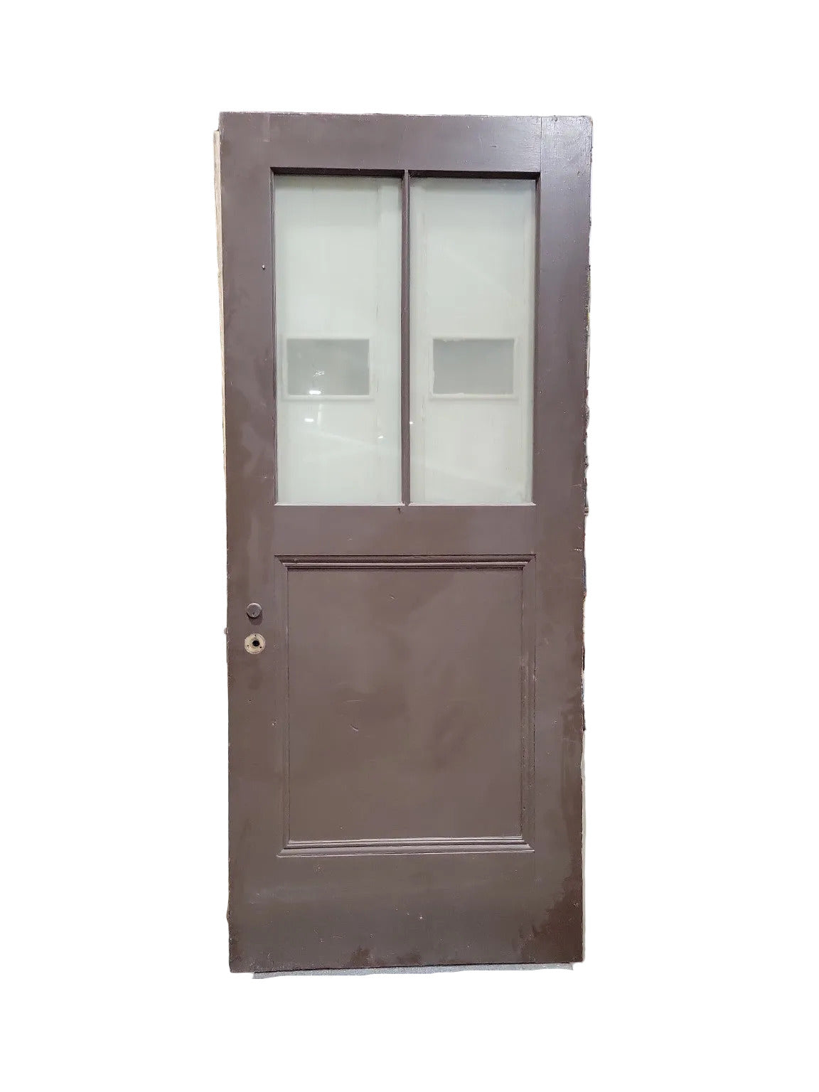 Antique Half-Lite Entry Door with Two-Pane Glass and Raised Panel