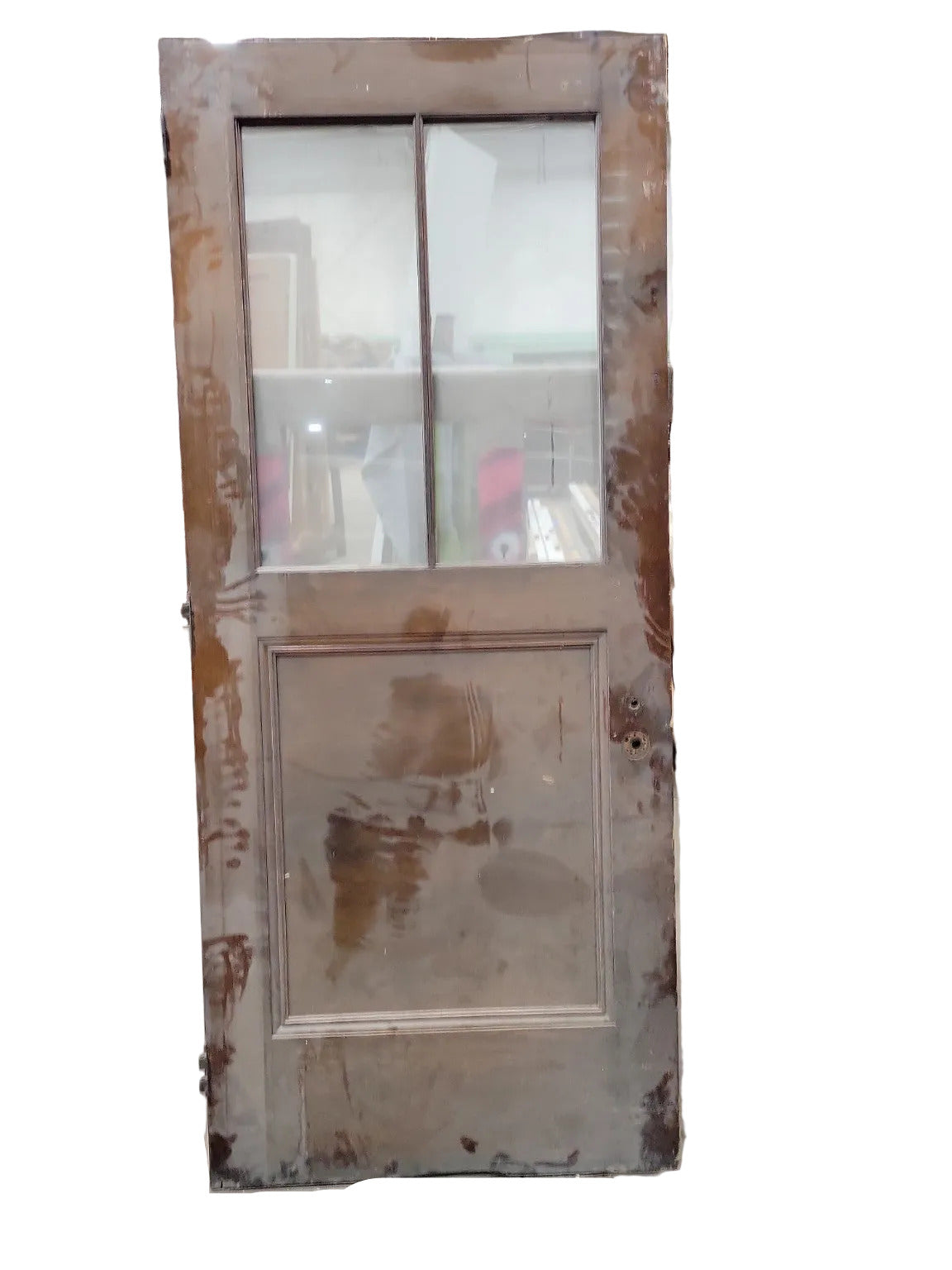 Antique Half-Lite Entry Door with Two-Pane Glass and Raised Panel