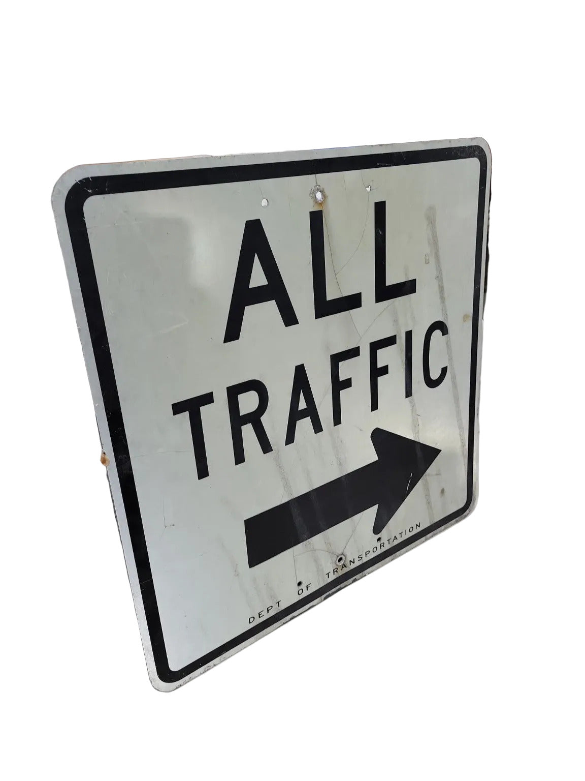Vintage “ALL TRAFFIC” Metal Street Sign – Dept. of Transportation – 24" x 24"