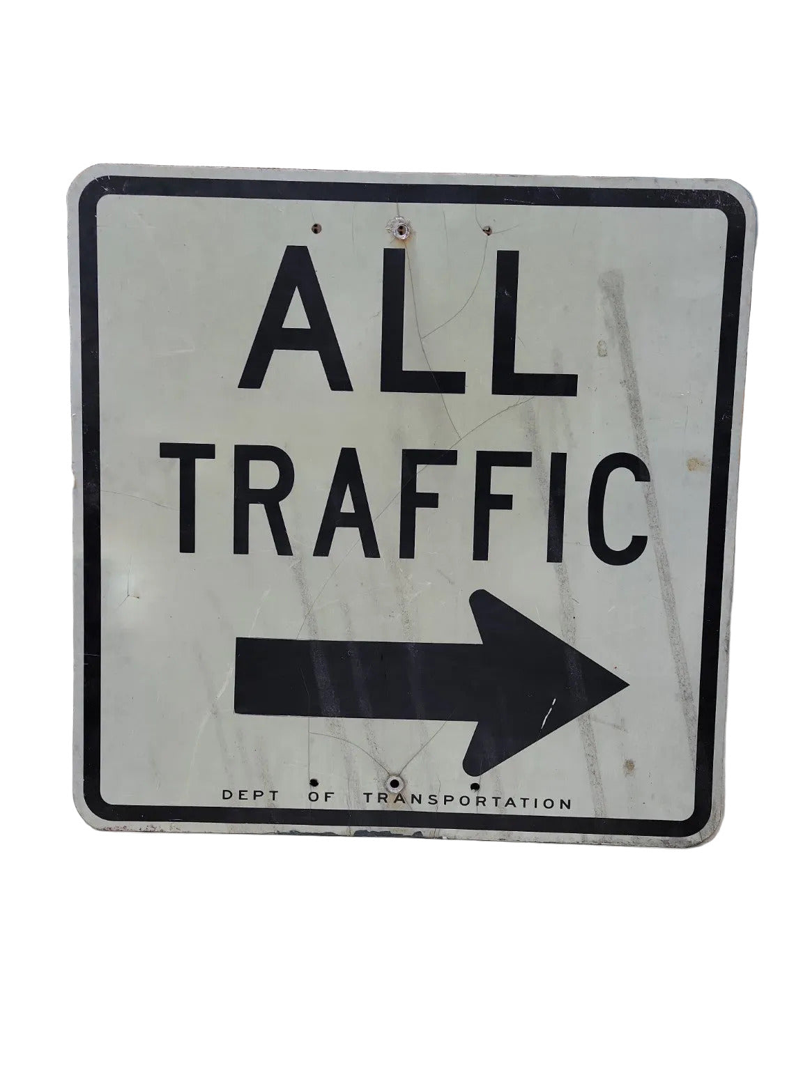 Vintage “ALL TRAFFIC” Metal Street Sign – Dept. of Transportation – 24" x 24"