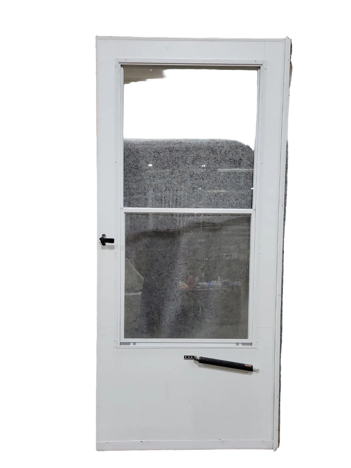 White Aluminum Storm Door with Screen and Mounting Trim – 35 ½" x 79 ¼"