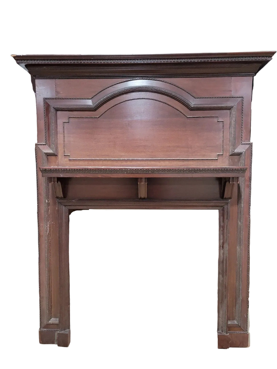 Antique Mahogany Fireplace Mantel with Dentil Molding