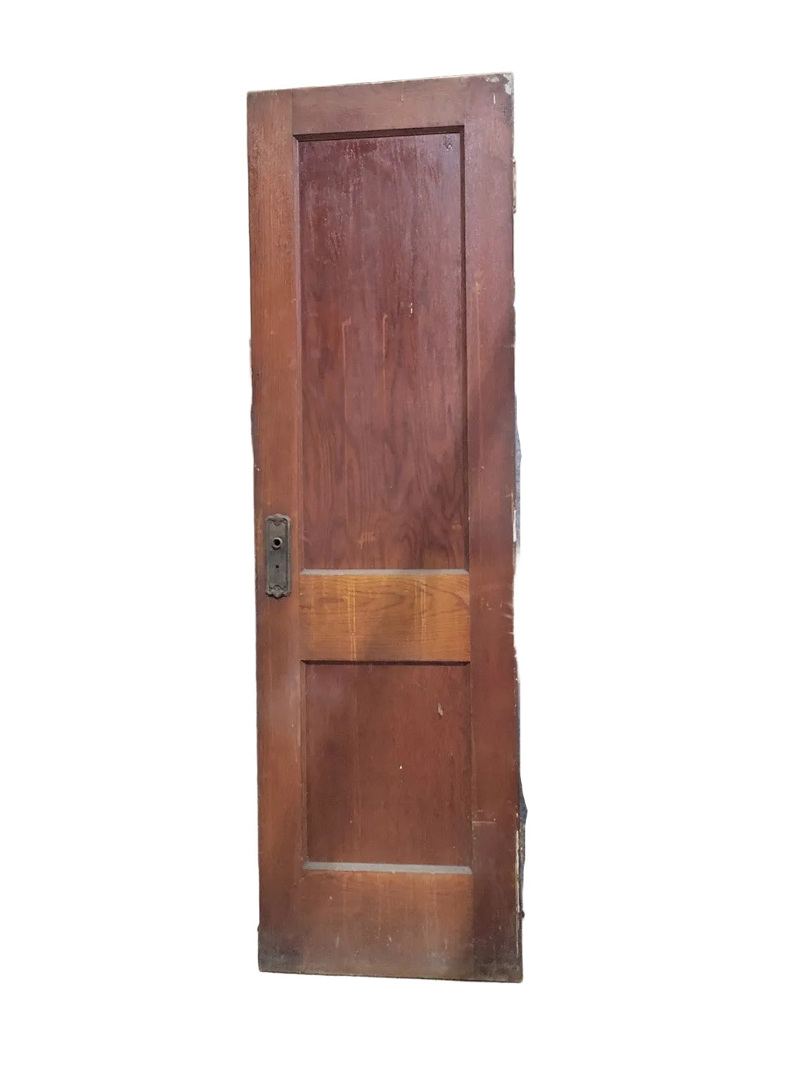 Antique 2-Panel Solid Wood Door with Ornate Backplate – 24" x 80" x 1 3/8"