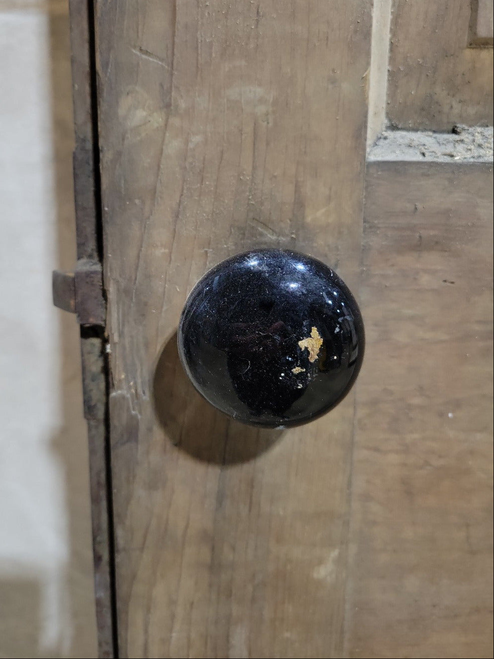 Antique 4-Panel Solid Wood Door with Black Porcelain Knob – 26" x 83 ¾" x 1 3/8"