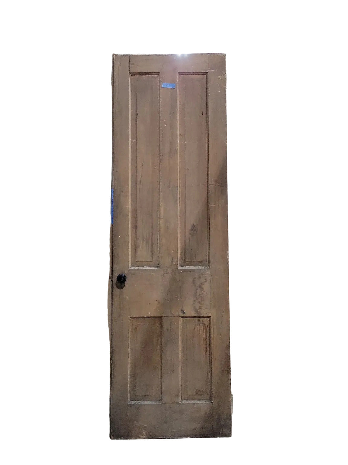 Antique 4-Panel Solid Wood Door with Black Porcelain Knob – 26" x 83 ¾" x 1 3/8"